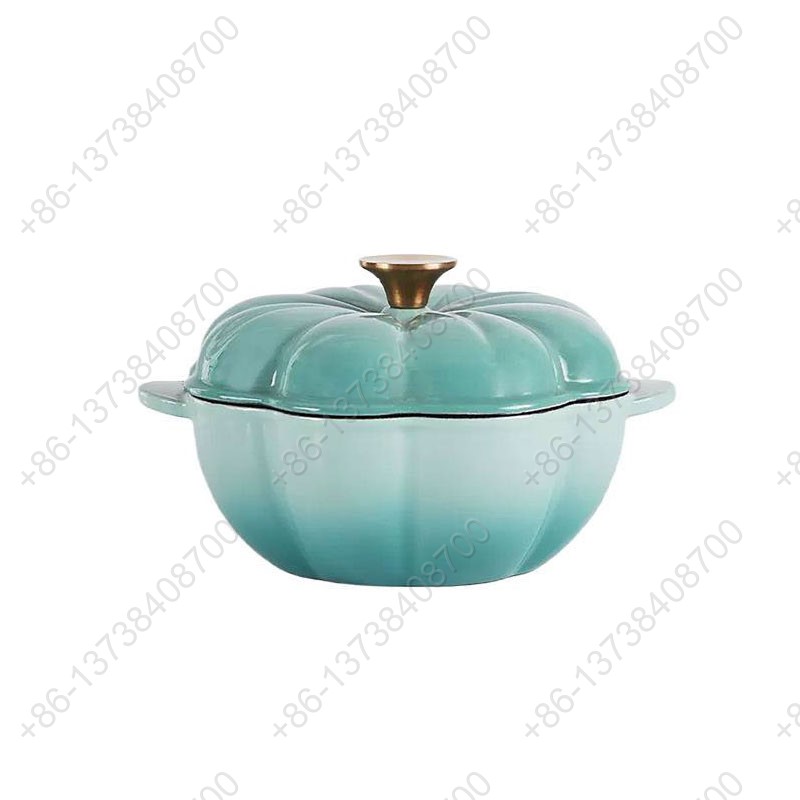 Enameled Induction Casserole Cast Iron Pumpkin Shape Cooking Dutch Oven Pot