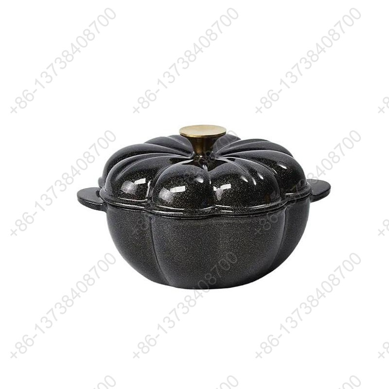 Enameled Induction Casserole Cast Iron Pumpkin Shape Cooking Dutch Oven Pot