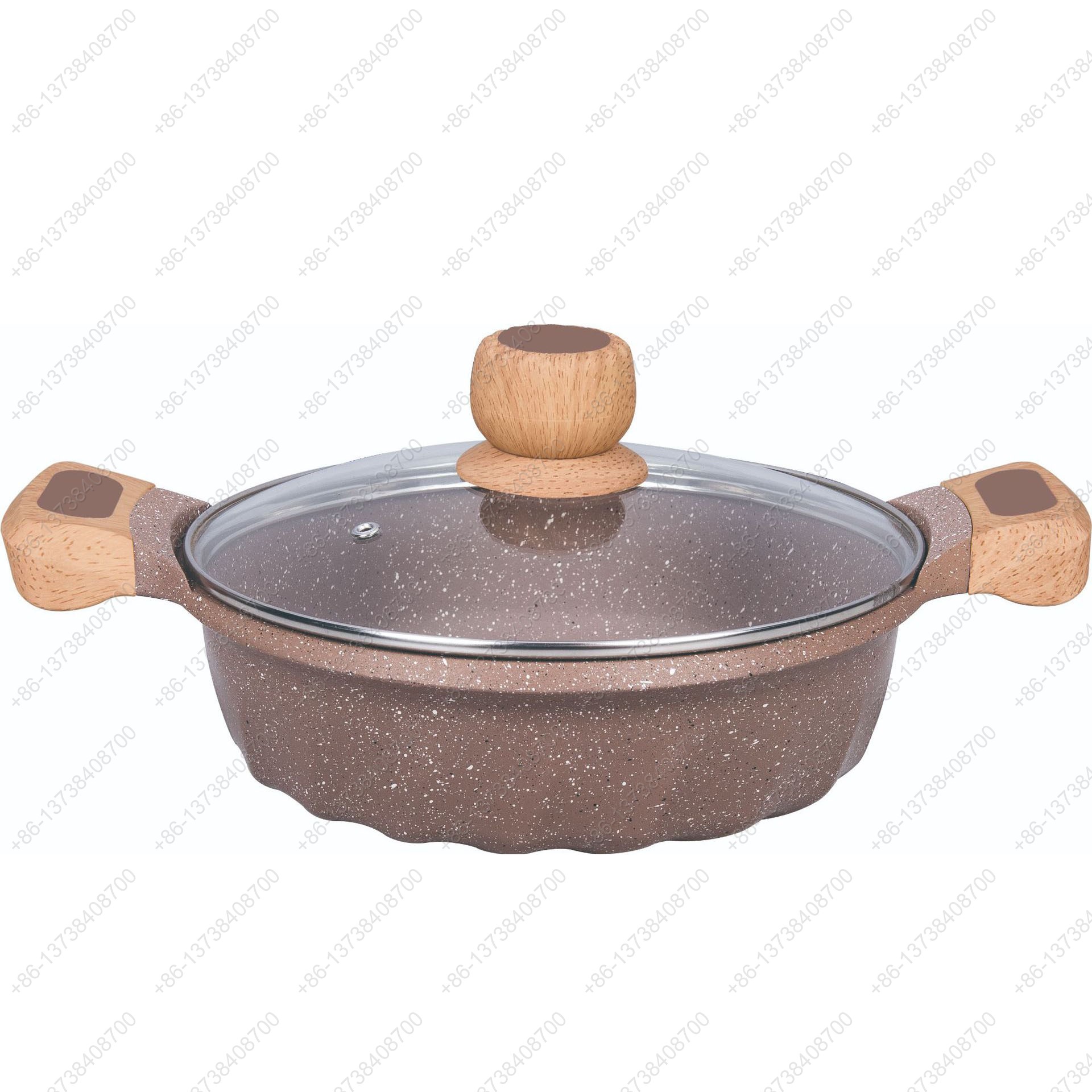 French Style Shallow Soup Pot Double Bottom Sprinkled With Black And White Dot Printing