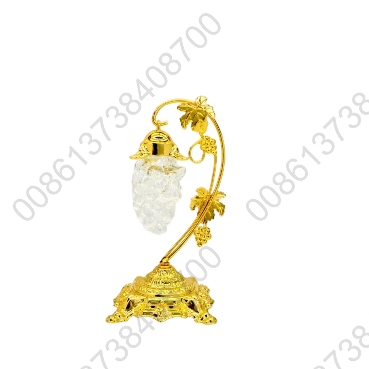 Clear Molded Jewel Faceted Plastic Acrylic Grape Bunches Gold Tone Leaves & Tree Ornaments Set Seasonal Holiday Decor