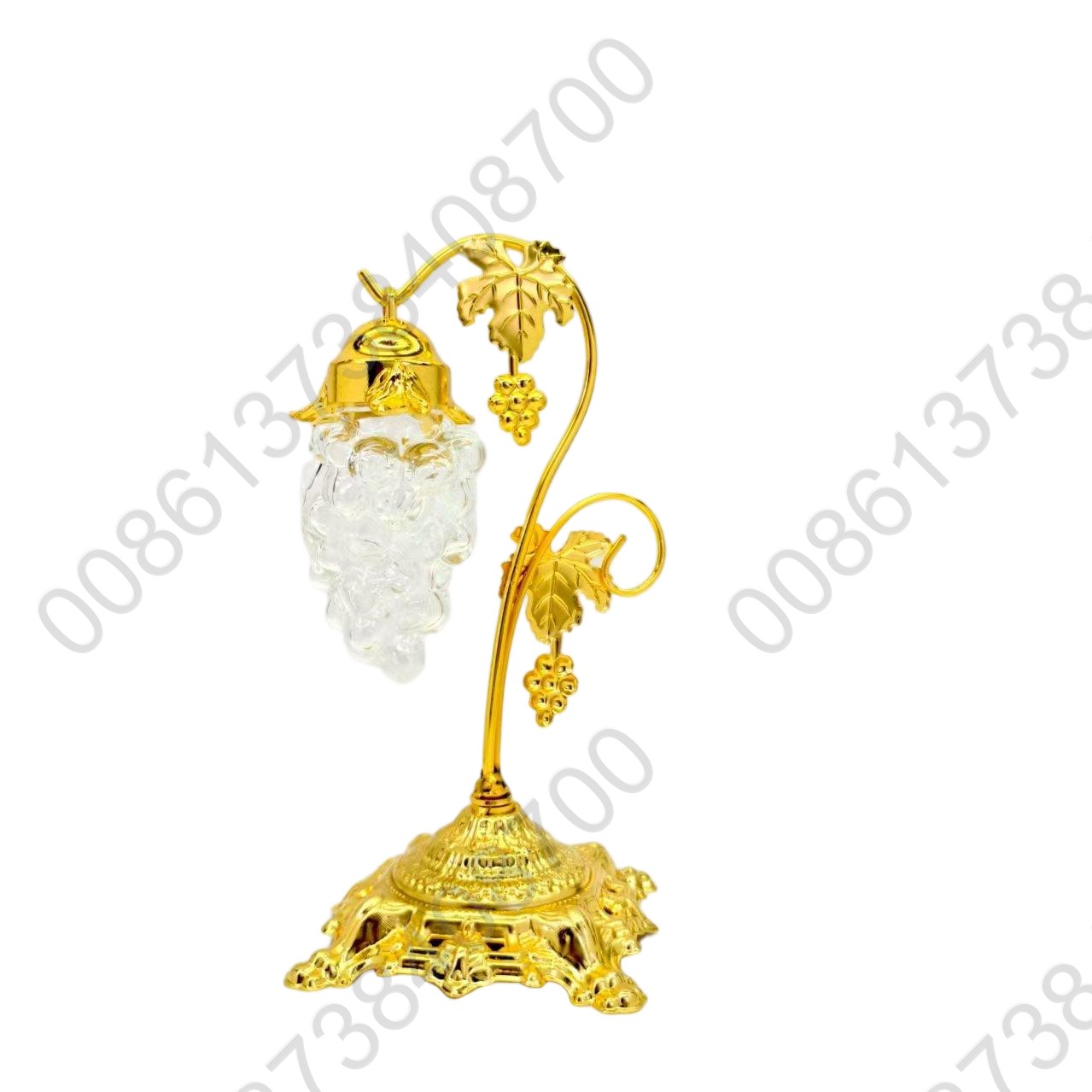 Clear Molded Jewel Faceted Plastic Acrylic Grape Bunches Gold Tone Leaves & Tree Ornaments Set Seasonal Holiday Decor
