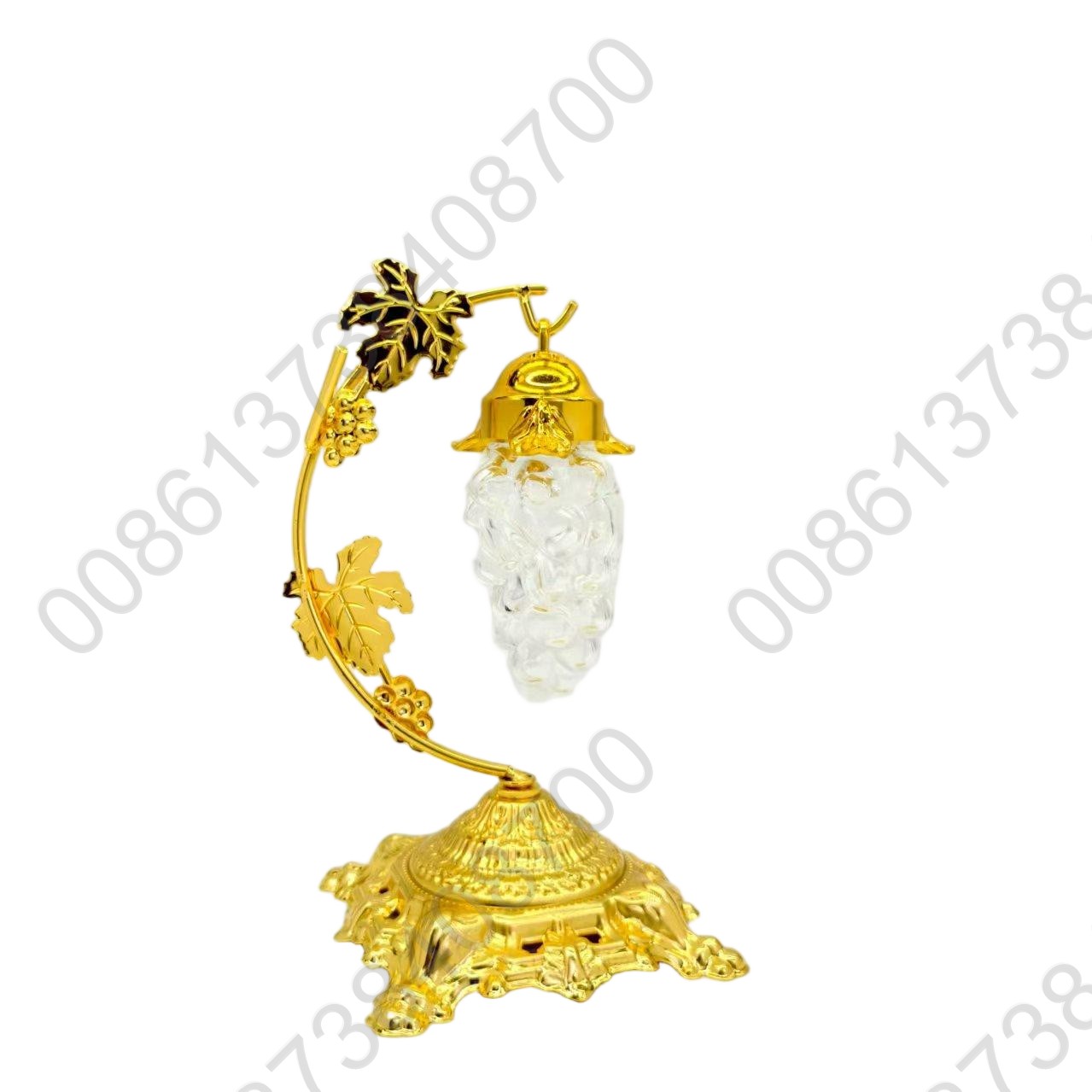 Clear Molded Jewel Faceted Plastic Acrylic Grape Bunches Gold Tone Leaves & Tree Ornaments Set Seasonal Holiday Decor