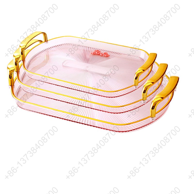 Rectangle Party Serving Plates With Gold /Silver Plated Handles Wedding Party Fruit Dessert Plates Food Storage Tray