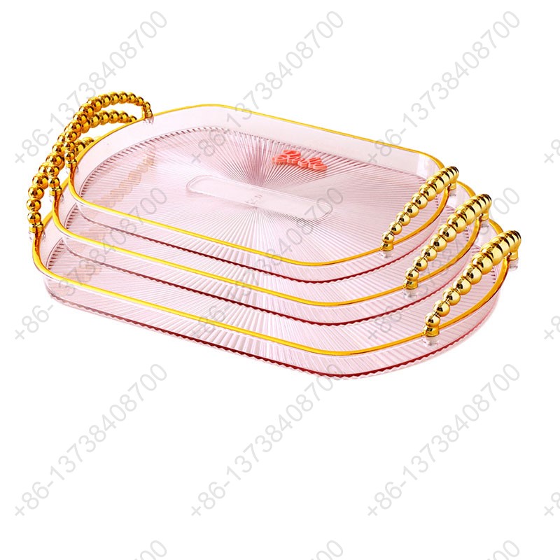 Rectangle Party Serving Plates With Gold /Silver Plated Handles Wedding Party Fruit Dessert Plates Food Storage Tray