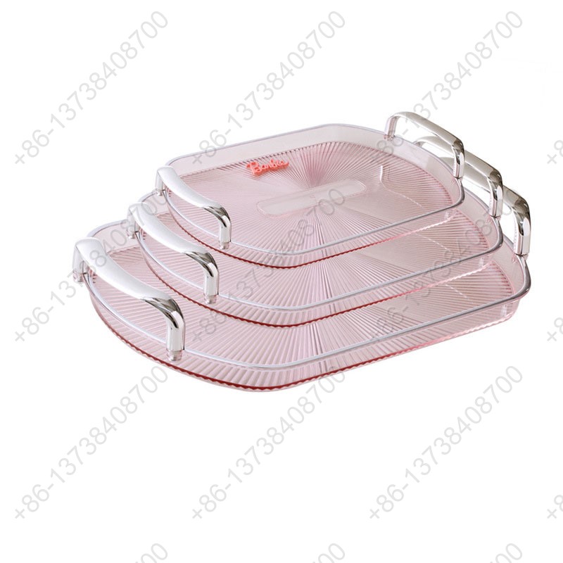 Rectangle Party Serving Plates With Gold /Silver Plated Handles Wedding Party Fruit Dessert Plates Food Storage Tray