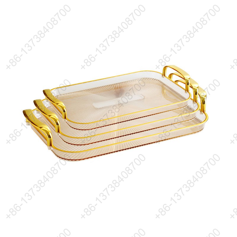 Rectangle Party Serving Plates With Gold /Silver Plated Handles Wedding Party Fruit Dessert Plates Food Storage Tray