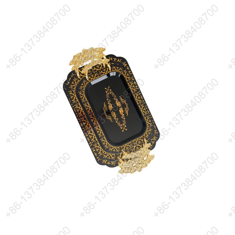 Rectangle Party Serving Plates With Gold /Silver Plated Handles Wedding Party Fruit Dessert Plates Food Storage Tray